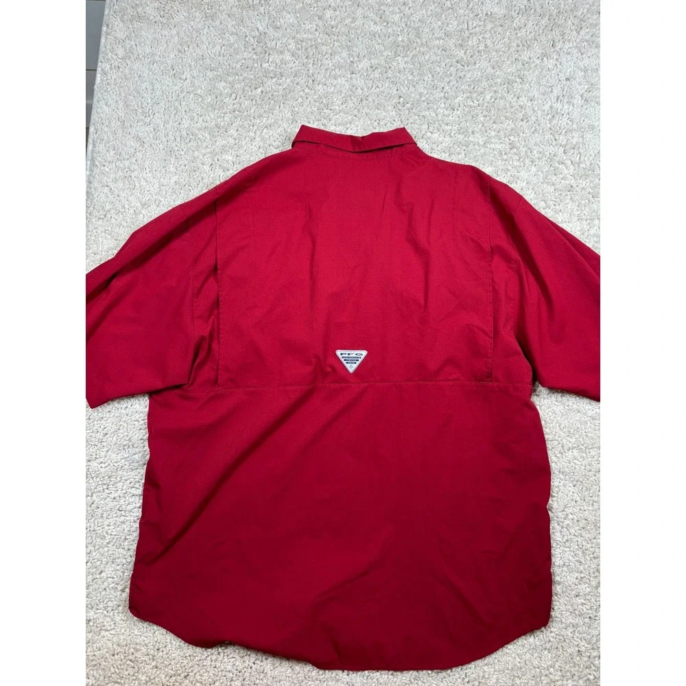 Columbia‎ PFG Fishing Shirt Mens XL Red Oklahoma Sooners NCAA Short Sleeve